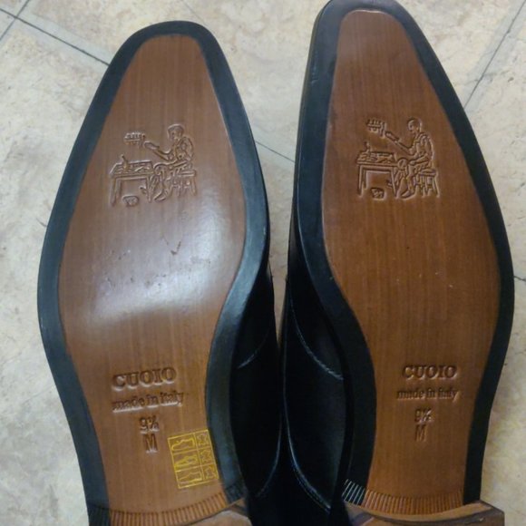 Massimo Matteo 9.5M wingtip single monk strap black made italy 7747 chisel toe - Picture 7 of 12